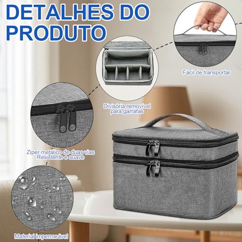 Organizador de Bolsa de Remédios de Viagem, Bolsa de Remédios com 2 Compartimentos, Organizador de Medicamentos Armazenamento, Estojo para Transporte de Esmalte