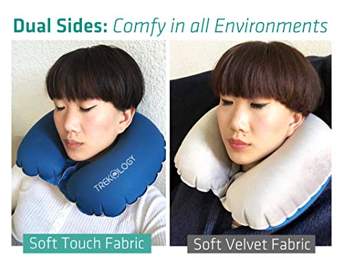 Trekology Inflatable Airplane Pillow, Neck Travel Pillows - Compact Portable Head and Neck Support P - //medicalbooks.filipinodoctors.org