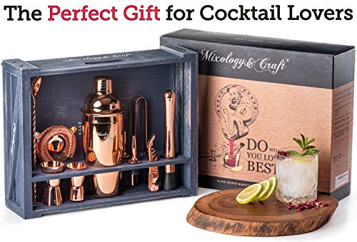 Mixology & Craft Cocktail Shaker Set 11-TLG. - Cocktail Set aus Edelstahl mit Bar Zubehör - Kupfer – Bild 4