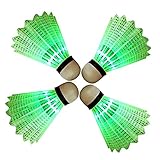 Eastlion 4 PCS LED Badminton Light UP Shuttlecock Plastic Glow Birdies for Night Sport Green