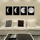 Modern Art Oil Painting Wall Sticker,Fheaven 4PCS Framed Modern Art Print on Canvas Home Wall Decor Poster Abstract The Moon