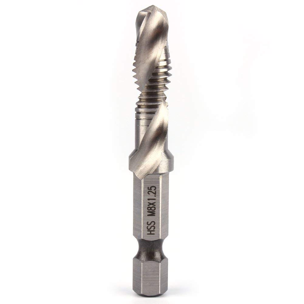 Hexagonal Shank Drill Bits Hexagonal Tap, M8 HSS 1/4 Inch, Metric Tapping