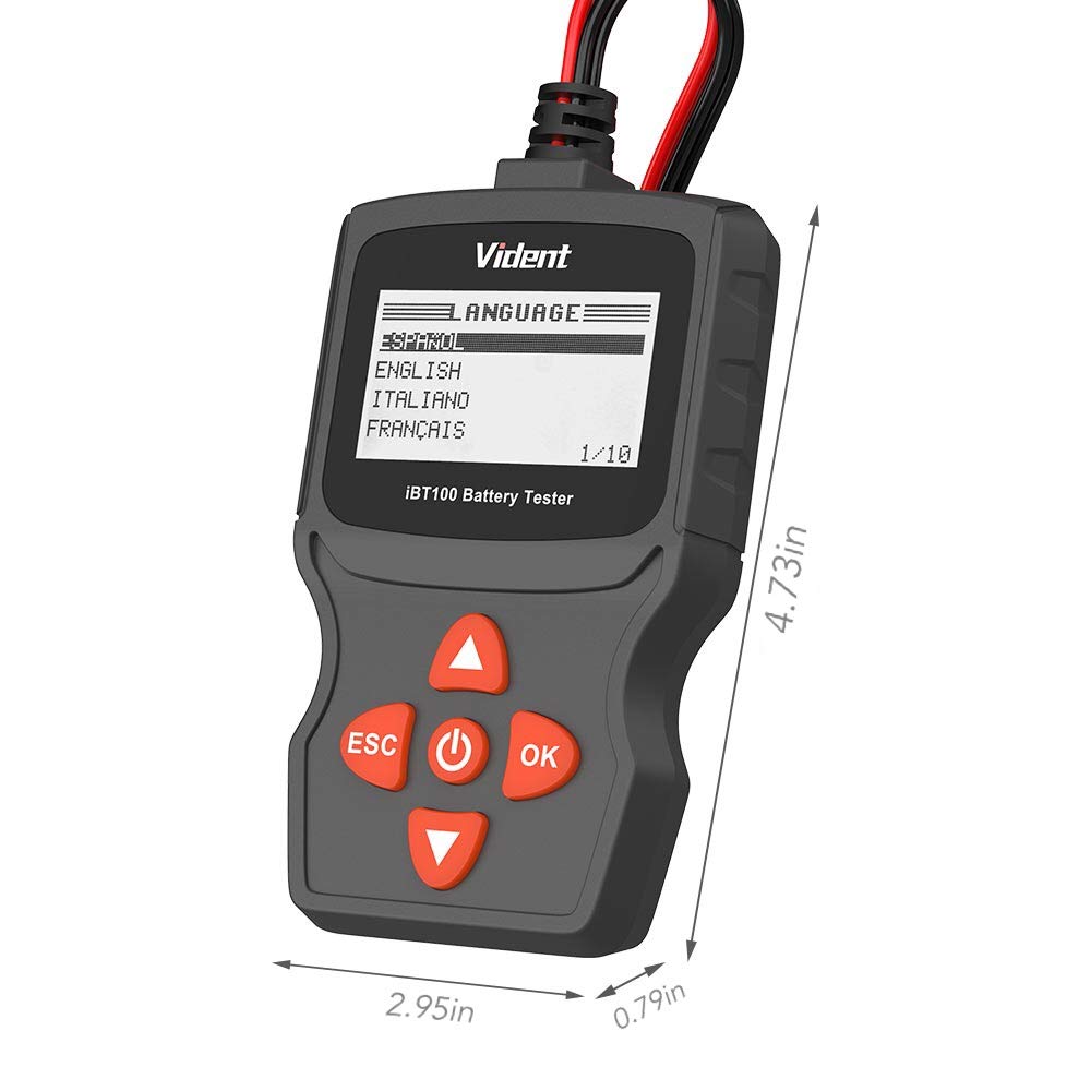 VXSCAN VIDENT IBT100 Car Battery Tester 12V Battery Analyzer for Flooded, AGM,Gel 100-1100Cca Automotive Tester Diagnostic Tool for Passenger Cars and Light Duty Trucks
