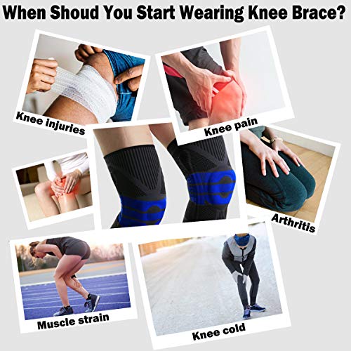 2 Pack Knee Compression Sleeves for Men Women Knee Braces for Knee Pain