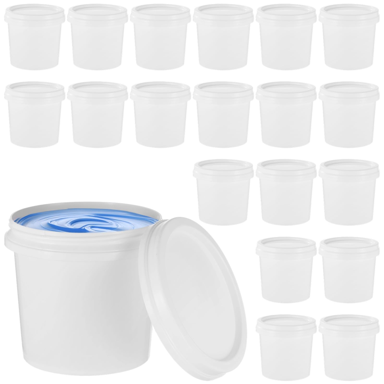 Photo 1 of 20 PCS Paint Buckets with Lids, 1 L Plastic Paint Bucket for Painting, 1/4 Gal 2 Pint Can Cylinder White Empty Storage Containers for Paint Liquids for Home,Office,Commercial Use