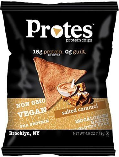 Protes Vegan Baked Protein Chips | 15 Grams of Protein, 120 Calories and Made with Pea Protein | 1 Bag (1 ounce) | (Salted Caramel)