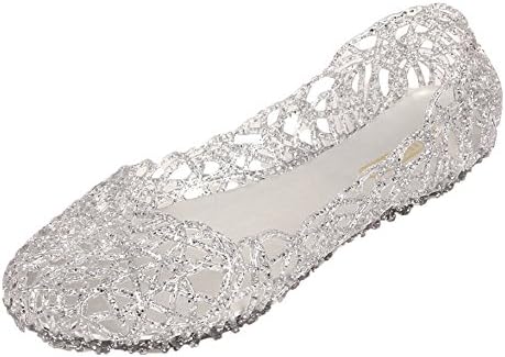 Oliviavan Women Summer Slippers Sparkling Jelly Shoes Shiny Baotou High Elastic Shoes