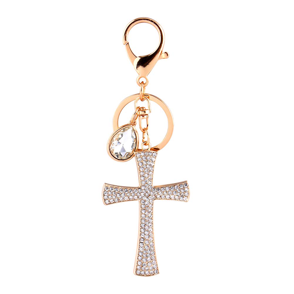Hztyyier Handbag Charms, Sparkling Bling Keychain Rhinestone Cross Pendant for Xmas Gift Car Key Decor
