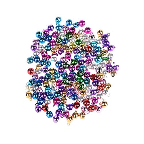 Ebeauty Christmas Jingle Bells, Colorful Metal Jingle Bells Bulk Loose Beads Charms Jingle Bells Christmas, Party & Festival Decorations Jewelry Making Craft 6 mm 100pcs