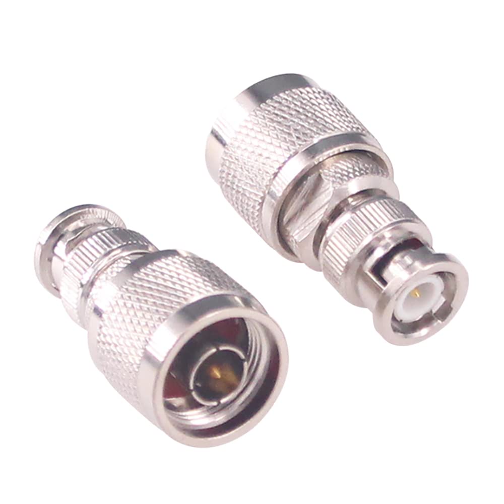 RFaha 2pcs BNC to N Coax Connector BNC Male to N type Male RF Coaxial Adapter Antenna Converter for Radio(F139-2)