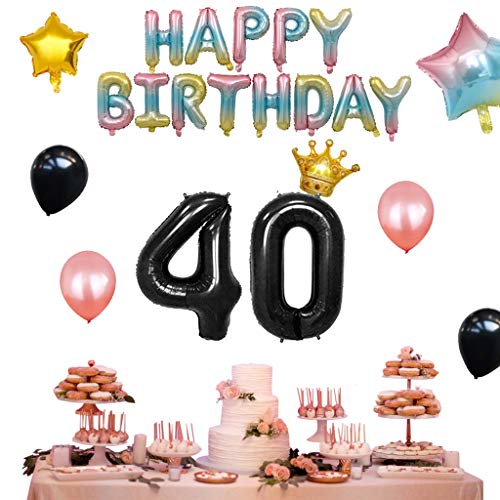 DreamJ-40th-Birthday-Party-Balloons-54Pcs-Birthday-Decorations-Rose-Gold-Black-Balloons-with-Gradient-Rainbow-Balloons-40th-with-Happy-Birthday-Banner-Birthday-Party-Decorations-Set