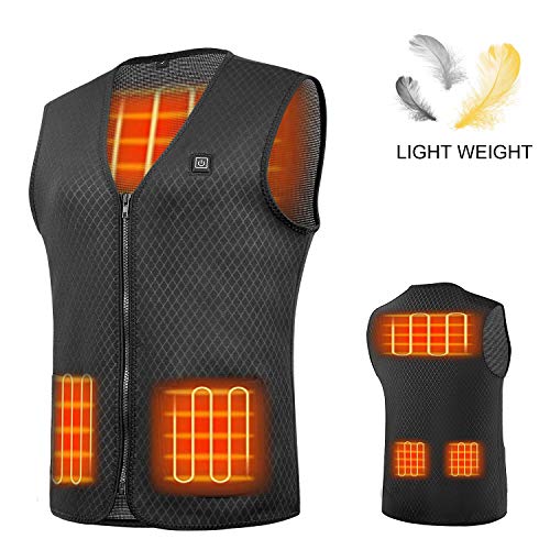 AIMINTSEN Heated Vest Heated Jackets for Men Women USB Charging Electric Motorcycle Hunting Hiking Golf Outdoor Washable (Battery NOT Included) (Black, XL)