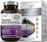Abundant Health Trans-Resveratrol Anti-aging Blend Supplement with Green Tea, Acai, Grape Seed Extract, and Antioxidant Vitamin C, 60 Capsules