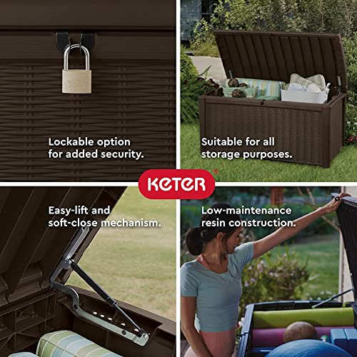 Keter Borneo 110 Gallon Capacity Rattan/Wicker Style Resin Backyard