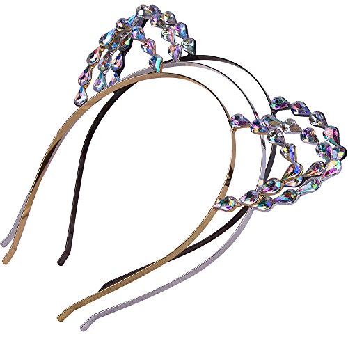 Awaytr 3pc - crystal cat ears hair hoop headband for women girls …