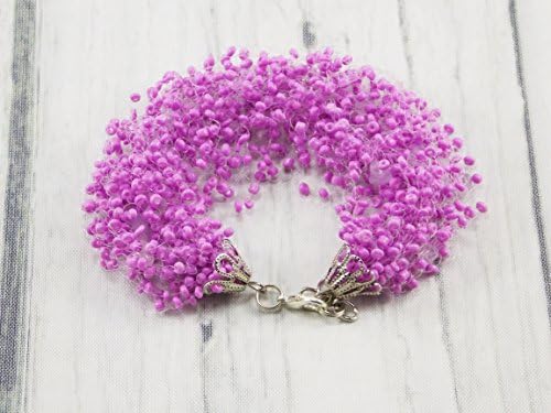 Handmade Gifts for women Bracelet Girlfriend beaded lilac jewelry boho stretch layering fashion