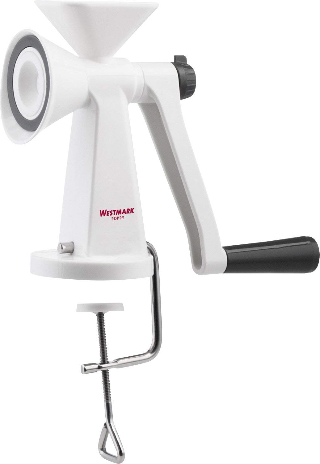 Westmark Poppy Seed Mill with ceramic mill, Infinitely adjustable grinding size, Table-mounted, Plastic/Ceramic, Poppy, White/Grey, 11832260