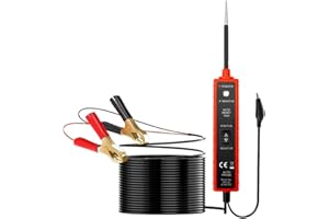 BOHISEN Automotive Power Circuit Tester with 16Ft Test Lead 6-24V DC LED Light Tester Fuse Tester Electric Light Test Pen Light Electrical Diagnostic Tool Short Circuit Finder (Red)