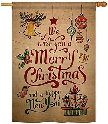 Ornament Collection Christmas Merry and Happy New Year House Flag-Winter Santa Marry Xmas Present Reindeer Season Wintertime Snow Decoration Banner Small Garden Yard Gift Double-Sided, Made in USA