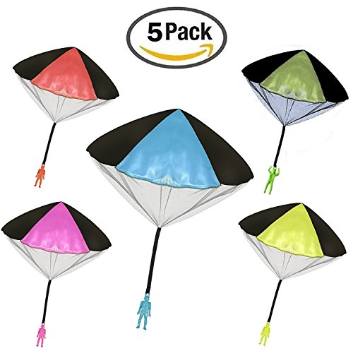 Maylai Parachute Toy Kids Parachute Tangle Free Throwing Toy Parachute Men No Strings No Batteries Figures Hand Throw Soliders Parachute (Pack of 5)