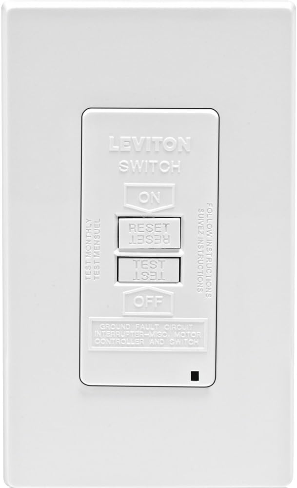 Leviton GFRBF-W Self-Test SmartlockPro Slim Blank Face GFCI Receptacle with LED Indicator, 20-Amp, White - - 