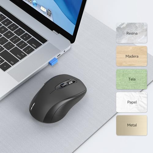 TECKNET Bluetooth Wireless Mouse, 3 Bluetooth Mouse Modes (BT5.0/3.0+2.4G), 4000 DPI, 6 Adjustable DPI Levels, 2.4G USB Wireless Optical Mouse for Laptop, MacBook, PC, Windows (Black)
