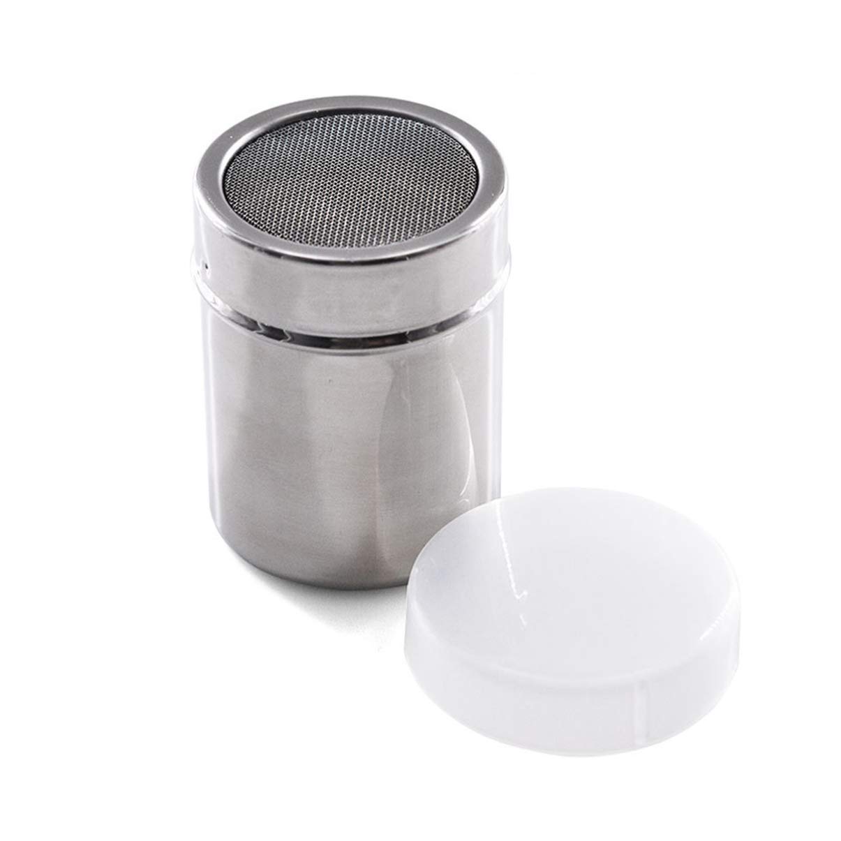 Angoily 1Pcs Sugar Shaker with Lid, Metal Stainless Steel Shaker Duster, Kitchen Fine Mesh Shaker for Cinnamon Flour Powdered Sugar Baking Soda Cocoa Cornstarch (S)