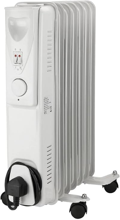 Daewoo Oil Filled Radiator 1500W 7 Fin Heater with Adjustable Thermostat