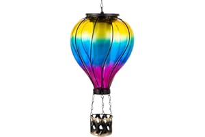 Starsoul Unique Solar Hot Air Balloon Lantern,Colorful Hot Air Balloon Solar Lantern with Flickering Flame Light Waterproof Hanging Solar Lantern for Garden Yard Patio Porch Decor
