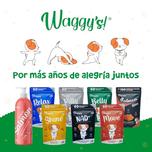 Waggy’s NAD+ - Suplemento Longevidad y Antiedad Perros | Energía, Prevención y Función Cognitiva | Salud Celular y Vitalidad | Precursor NAD+, Complejo B, Resveratrol y Colágeno | 60 Soft Chews