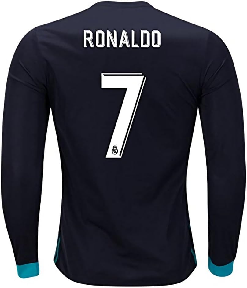 2017-2018 Ronaldo 7 Real Madrid Away Long Sleeve Jersey Men's Color Black Size M