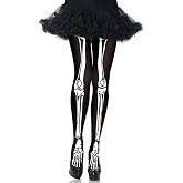 TC.ES Skeleton Tights Zombie Legging with Feet Black Halloween Costume