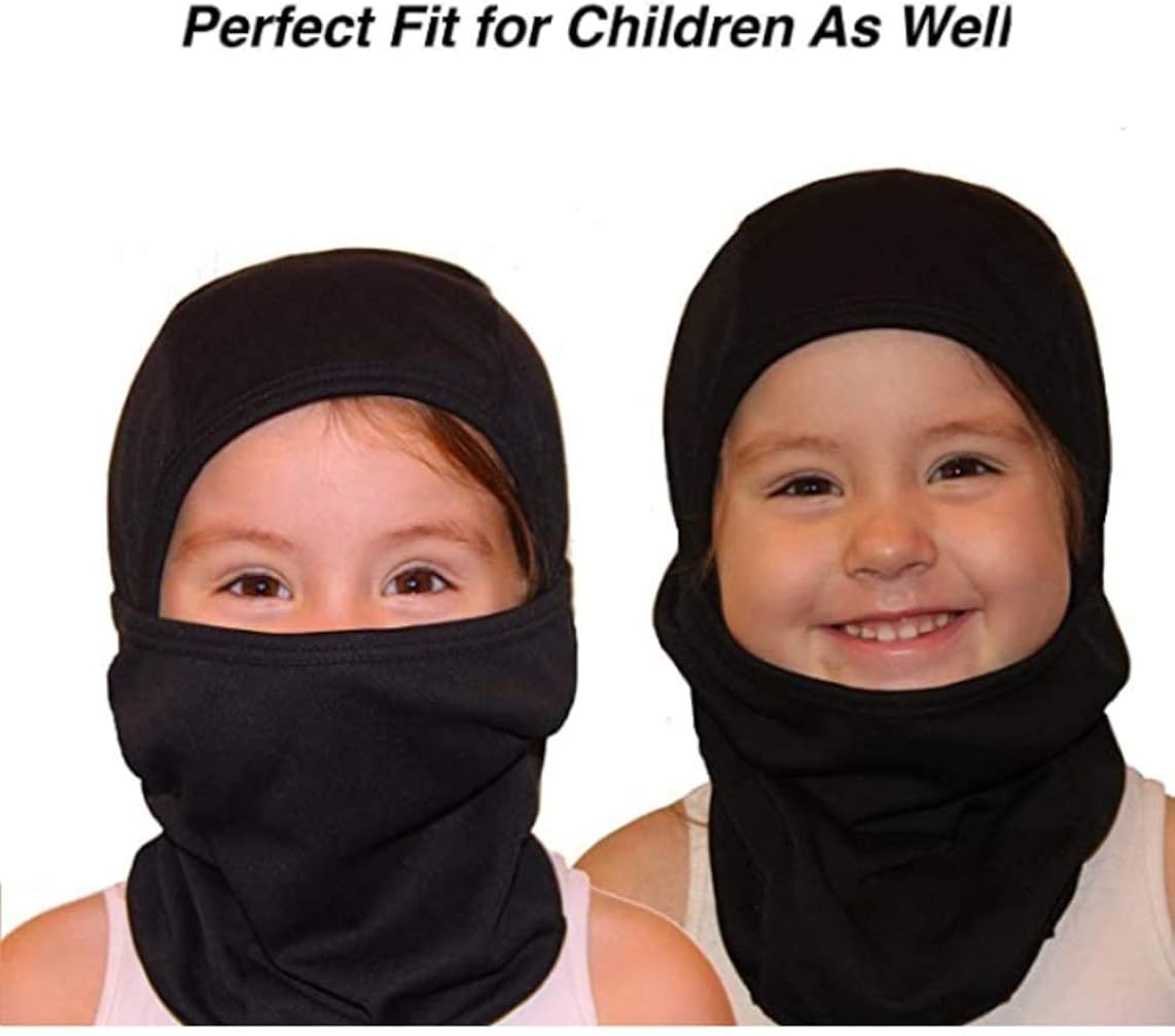 Ski Mask Balaclava for Cold Weather, Windproof Neck Warmer or Tactical Balaclava Hood, Ultimate Thermal Retention for Men Women and Children Black: Clothing
