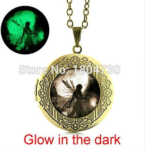 Fairy Moonlight pendant necklace Glowing Dust Fairy pendant photo locket necklace Fashion girls jewelry collar necklace (2)