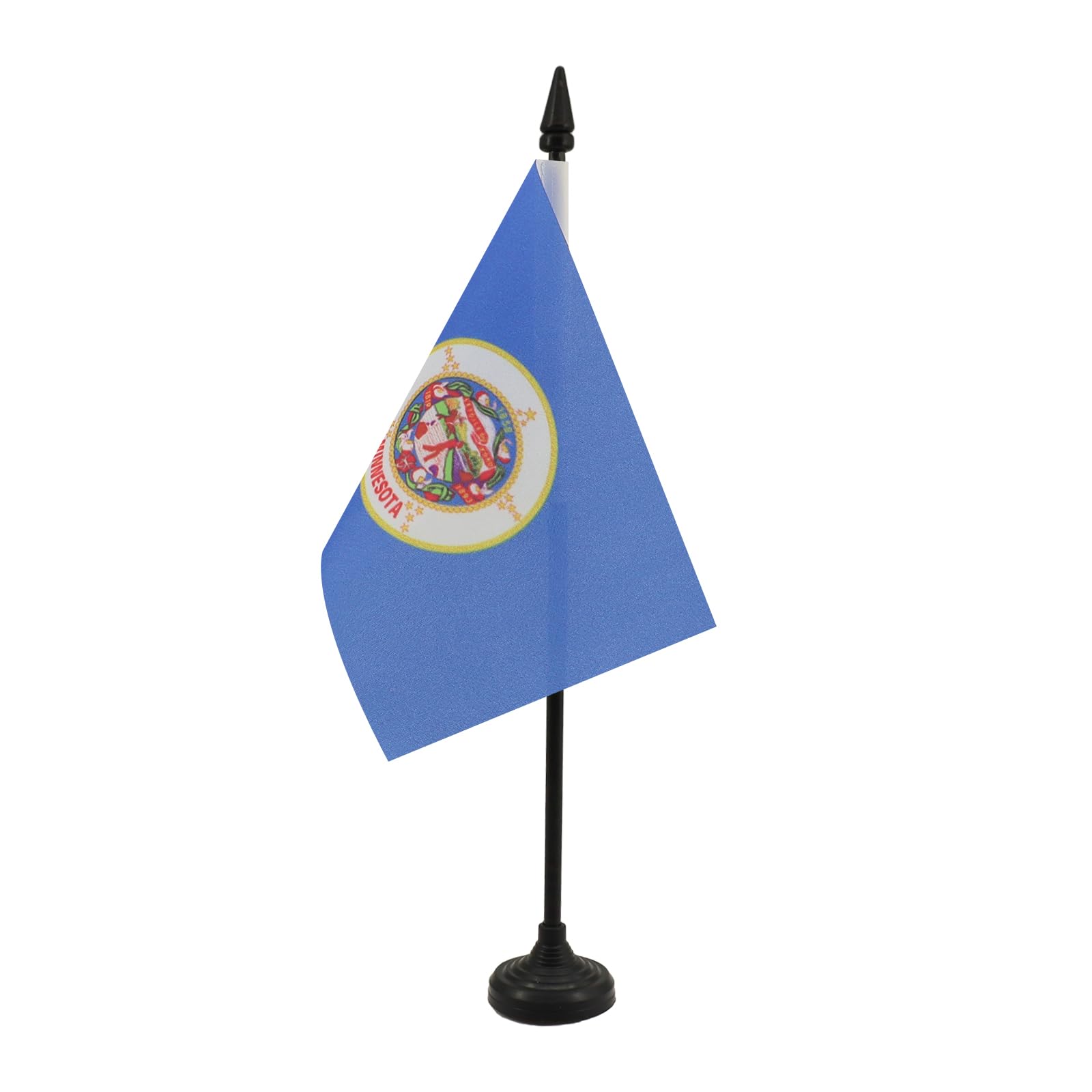 AZ FLAG - Minnesota Table Flag 4'' x 6'' - US state of Minnesota Office Mini Banner 100% Polyester 15 x 10 cm - Mini Desk Flag with 10'' Pole and Black Plastic Base — image 1