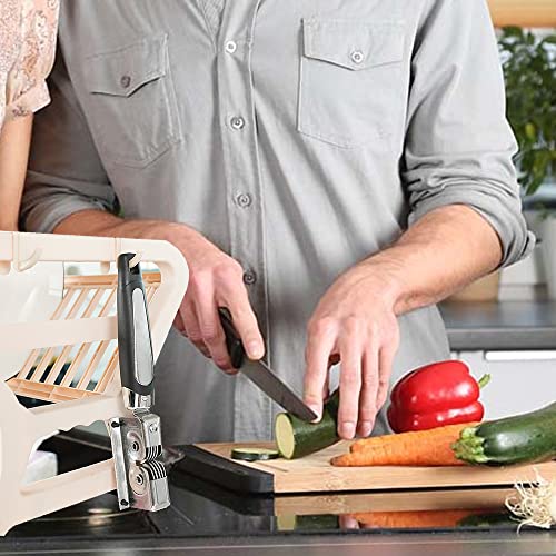 Knife Sharpener,Jonurphy Kitchen Knife Sharpeners,Rotating Steel Wheel Sharpening Discs,Manual Knife Sharpening Tool for Kitchen,Home