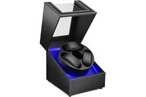 J&T Technology Watch Winder for Automatic Watches,Automatic Watch Winder with LED Light,Rotating Watch Case with Japanese Quiet Motor,4 Rotation Modes,USB Type C