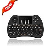 ( 2017 Latest Model ) EMISH Mini Wireless Keyboard, Rechargeable Lithium Battery Touchpad Mouse for PC, Xbox 360, Android TV Box, Computer, Laptop, Black