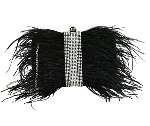black feather clutch bag