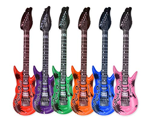 DS. DISTINCTIVE STYLE 35 Inch Rock Star Inflatable Guitar Assorted Color Children Inflatable Toys Pack of 6 Rock and Roll Party Decorations Photo Shooting Props