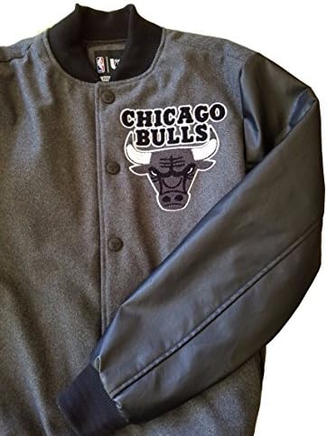 Chicago Bulls Vegan Leather Sleeve Bomber Jacket Sz Medium