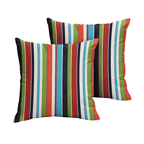 Sorra Home x Sunbrella - Indoor/Outdoor Square Pillows (Set of 2), Multi Color…