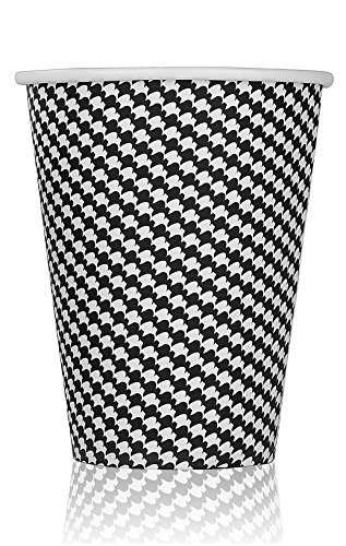 Disposable Hot Coffee Cups By Golden Spoon – 100 Pack Set Complete – Stylish Contemporary Ripple Design (16 oz)