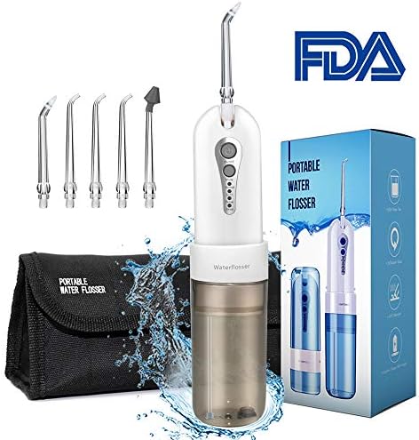 Cordless Water Flosser, Portable Foldable and USB Rechargeable Dental Oral Irrigator 4-Modes with Storage Bag, 5 Jet Tips for Braces Bridge, Travel, Daily Teeth Care by EasyLife AMZ (Gray)