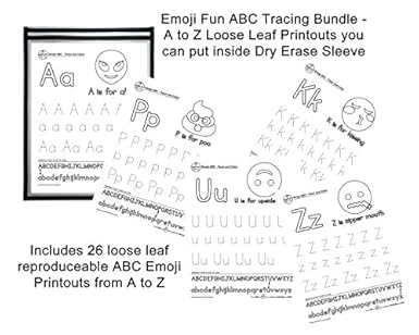 Amazon Com Emoji Abc Tracing Fun Bundle Teach Alphabet With Reusable Dry Erase Sleeve Reproduceable Abc Emoji Sheets And Smiley Face Dry Erase Marker Eraser Industrial Scientific