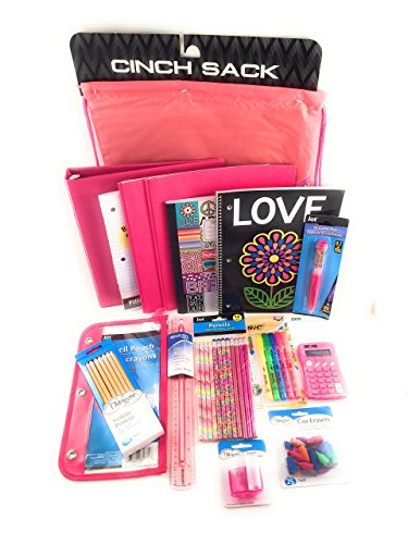 Pink school supplies for girl 16pc bundle perfect for middle scho…