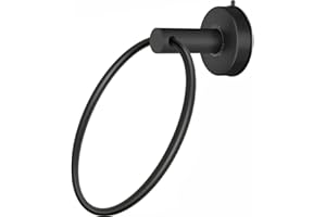 DGYB Suction Cup Towel Ring Matte Black Hand Towel Holder for Bathroom Wall SUS 304 Stainless Steel Kitchen Towel Hanger