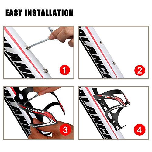 IACTIVE Bike Water Bottle Holder, Bicycle Alloy MTB Side Load Water Bottle Cage Bicycle Anti Rust Lightweight Bottle Brackets for Cycling Outdoor Sports (2 Pack) (Red)