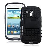 JKase DIABLO Series Tough Rugged Dual Layer Protection Case Cover with Build in Stand for Samsung Galaxy S3 III Mini I8190 - Retail Packaging - Black
