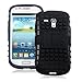 JKase DIABLO Series Tough Rugged Dual Layer Protection Case Cover with Build in Stand for Samsung Galaxy S3 III Mini I8190 - Retail Packaging - Black